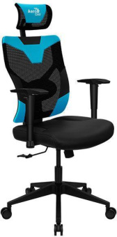 Кресло игровое Aerocool Guardian черный/голубой сиденье черный эко.кожа/сетка крестов. нейлон от магазина РЭССИ