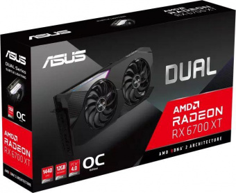 Видеокарта Asus PCI-E 4.0 DUAL-RX6700XT-O12G AMD Radeon RX 6700XT 12288Mb 192 GDDR6 2474/16000 HDMIx1 DPx3 HDCP Ret от магазина РЭССИ
