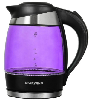 Чайник электрический Starwind SKG2217 1.8л. 2200Вт фиолетовый/черный (корпус: стекло) от магазина РЭССИ