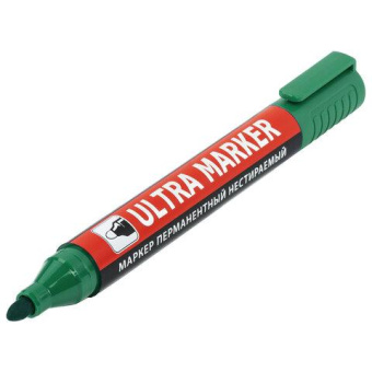 Перманентный маркер BRAUBERG ULTRA MARKER зеленый 35 мм с клипом 152207 от магазина РЭССИ