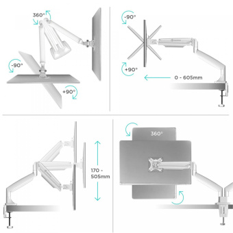 Кронштейн для мониторов Onkron G200 белый 13"-32" макс.18кг настольный поворот и наклон верт.перемещ. от магазина РЭССИ