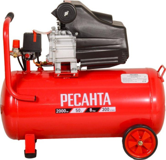 Компрессор поршневой Ресанта КП-50/300М масляный 300л/мин 50л 2000Вт красный/черный от магазина РЭССИ