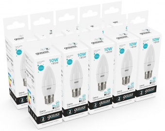 Лампа светодиодная Gauss Elementary 30220 10Вт цок.:E27 свеча 220B 4100K св.свеч.бел.ней. (упак.:10шт) от магазина РЭССИ