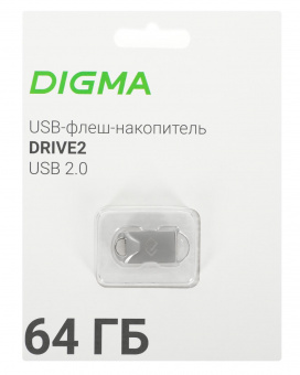 Флеш Диск Digma 64Gb DRIVE2 DGFUM064A20SR USB2.0 серебристый от магазина РЭССИ