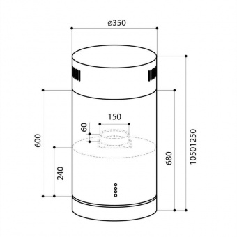 Вытяжка каминная Lex Tubo Isola 350 INOX нержавеющая сталь управление: кнопочное (1 мотор) от магазина РЭССИ
