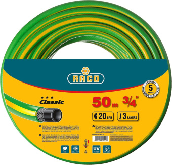 Поливочный армированный 3-х слойный шланг Raco CLASSIC 3/4"x50м 40306-3/4-50_z01 от магазина РЭССИ