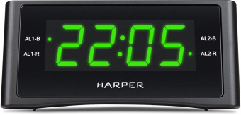 Радиобудильник Harper HCLK-1006 черный LED подсв:зеленая часы:цифровые AM/FM от магазина РЭССИ