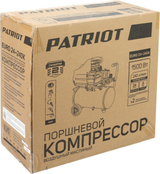 Компрессор поршневой Patriot Optima Euro 24-240K2 масляный 240л/мин 24л 1500Вт оранжевый/черный от магазина РЭССИ