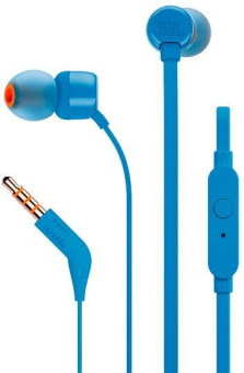 Гарнитура вкладыши JBL Tune 110 1.2м синий проводные в ушной раковине (JBLT110BLU) от магазина РЭССИ