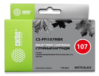 Картридж струйный Cactus CS-PFI107MBK черный матовый (130мл) для Canon IP iPF670/iPF680/iPF685/iPF770/iPF780/iPF785 от магазина РЭССИ