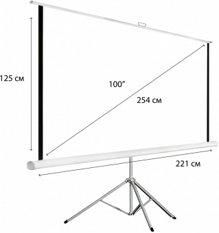 Экран на треноге Hiper 125x221см Cinema STP 16x9-100 16:9 напольный рулонный от магазина РЭССИ