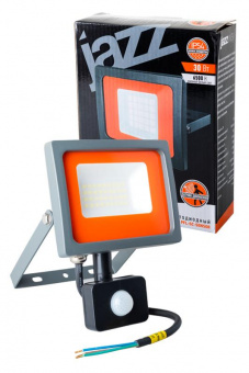 Прожектор Jazzway PFL-SC-30w SENSOR светодиодный, 30Вт, 6500K, IP54 серый от магазина РЭССИ