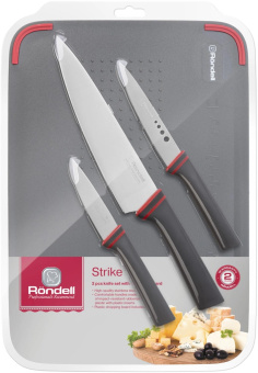 Набор ножей кухон. Rondell RD-1491 компл.:4предм. разд.дос. серый/красный блистер от магазина РЭССИ