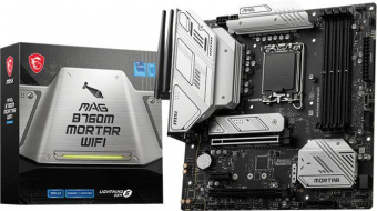 Материнская плата MSI MAG B760M MORTAR WIFI Soc-1700 Intel B760 4xDDR5 mATX AC`97 8ch(7.1) 2.5Gg+HDMI+DP от магазина РЭССИ