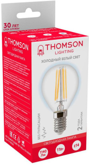 Лампа филам. Thomson Filament TH-B2338 11Вт цок.:E14 шар 220B 6500K св.свеч.бел.хол. Globe (упак.:1шт) от магазина РЭССИ
