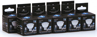 Лампа светодиодная Gauss Black 7Вт цок.:GU5.3 рефлектор 220B 4100K св.свеч.бел.ней. MR16 (упак.:10шт) (101505207) от магазина РЭССИ