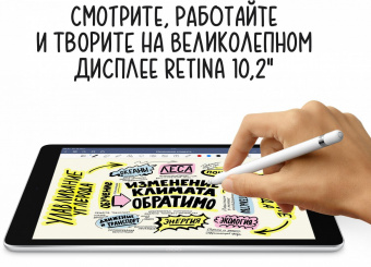 Планшет Apple iPad 2021 A2604 A13 Bionic 6С ROM64Gb 10.2" IPS 2160x1620 3G 4G iOS серый космос 8Mpix 12Mpix BT GPS WiFi Touch 9hr от магазина РЭССИ