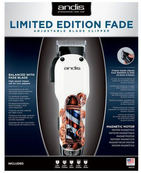 Машинка для стрижки Andis US-1 Fade in Barber Pole Design белый/рисунок (насадок в компл:5шт) от магазина РЭССИ