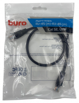 Патч-корд Buro UTP 4 пары cat5E CCA molded 0.5м черный RJ-45 (m)-RJ-45 (m) от магазина РЭССИ