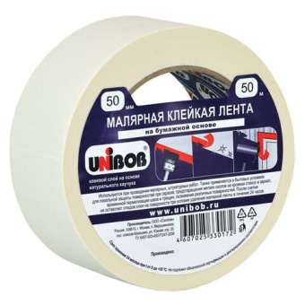 Малярная клейкая лента Unibob 50 мм х 50 м 212496 28139 от магазина РЭССИ