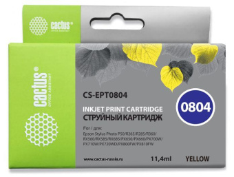 Картридж струйный Cactus CS-EPT0804 T0804 желтый (11.4мл) для Epson Stylus Photo P50/PX650/PX660/PX700/PX700W/PX710/PX710W/PX720/PX720WD/PX800/PX800FW/PX810/PX810FW/PX820/PX820FWD/R265/R285/R360/RX560/RX585/RX685 от магазина РЭССИ