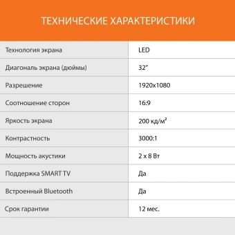 Телевизор LED SunWind 32" SUN-LED32XS305 Яндекс.ТВ Slim Design черный FULL HD 60Hz DVB-T DVB-T2 DVB-C DVB-S DVB-S2 USB Smart TV от магазина РЭССИ