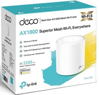 Бесшовный Mesh роутер TP-Link Deco X20 (DECO X20(1-PACK)) AX1800 10/100/1000BASE-TX белый (упак.:1шт) от магазина РЭССИ