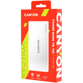 Мобильный аккумулятор Canyon PB-108 10000mAh 2.1A белый (CNE-CPB1008W) от магазина РЭССИ
