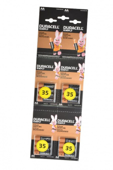 Элемент питания DURACELL SIMPLY LR6 отрывной 4*4 BL16 от магазина РЭССИ