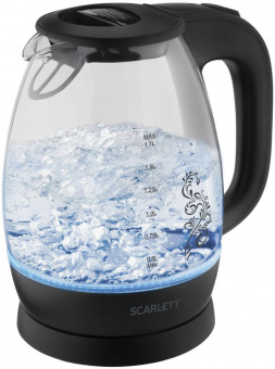 Чайник электрический Scarlett SC-EK27G34 1.7л. 2200Вт черный (корпус: стекло) от магазина РЭССИ