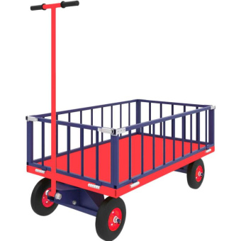 Платформенная усиленная тележка с поворотной осью RUSKLAD ТПОБ 2 Т 600x900x300 мм с пневматическими колёсами ТПОБ 2 Т пневмо от магазина РЭССИ