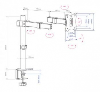 Кронштейн для мониторов Arm Media LCD-T03 черный 15"-32" макс.7кг настольный поворот и наклон верт.перемещ. от магазина РЭССИ
