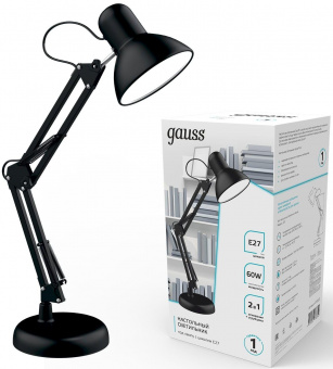 Светильник Gauss GT0022 настольный на струбцине/основание E27 черный 60Вт от магазина РЭССИ