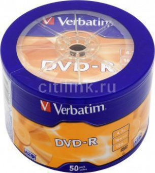 Диск DVD-R Verbatim 4.7Gb 16x wagon wheel (50шт) (43731) от магазина РЭССИ