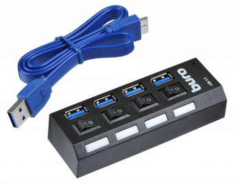 Разветвитель USB 3.0 Buro BU-HUB4-U3.0-L 4порт. черный от магазина РЭССИ