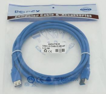Кабель USB A(m) USB A(f) 3м синий от магазина РЭССИ