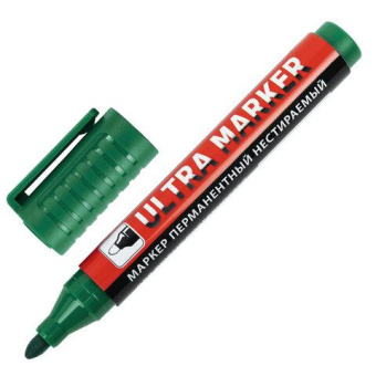 Перманентный маркер BRAUBERG ULTRA MARKER зеленый 35 мм с клипом 152207 от магазина РЭССИ