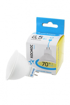 Лампа светодиодная КОСМОС BASIC LED8.5wJCDRC30 8.5Вт GU5.3 3000K BL1 от магазина РЭССИ