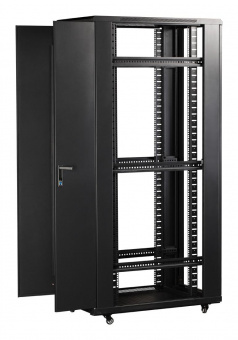 Шкаф коммутационный Lanmaster (TWT-CBB-42U-6X8-G1) напольный 42U 600x800мм пер.дв.стекл задн.дв.спл.стал.лист 2-хст. 2 бок.пан. 800кг черный IP20 от магазина РЭССИ