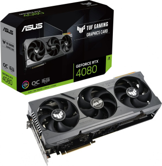 Видеокарта Asus PCI-E 4.0 TUF-RTX4080-O16G-GAMING NVIDIA GeForce RTX 4080 16384Mb 256 GDDR6X 2595/22400 HDMIx2 DPx3 HDCP Ret от магазина РЭССИ