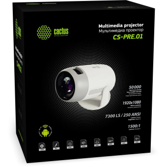 Проектор Cactus CS-PRE.01WT.Full HD-A LCD 250Lm ANSI (1920x1080) 1500:1 ресурс лампы:50000часов 1xUSB typeA 1xHDMI 1кг от магазина РЭССИ