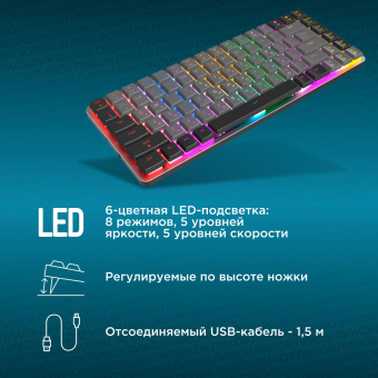 Клавиатура Оклик K615X механическая черный/серебристый USB Multimedia for gamer LED (1934413) от магазина РЭССИ