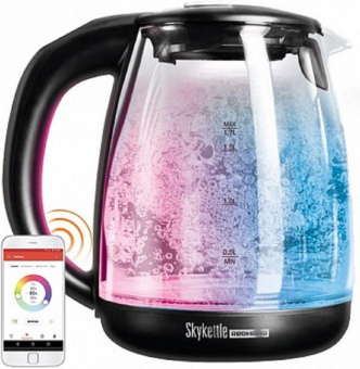 Чайник электрический Redmond RK-G210S SkyKettle 1.7л. 2200Вт черный матовый (корпус: стекло) от магазина РЭССИ