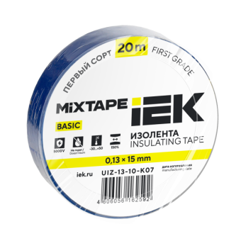 MIXTAPE BASIC Изолента 0,13х15мм синяя 20м IEK от магазина РЭССИ