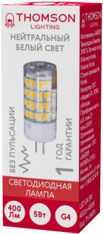 Лампа светодиодная Thomson TH-B4206 5Вт цок.:G4 капсул. 220B 4000K св.свеч.бел.нейт. (упак.:1шт) от магазина РЭССИ