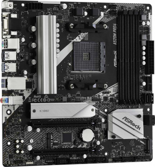 Материнская плата Asrock A520M PRO4 Soc-AM4 AMD A520 4xDDR4 mATX AC`97 8ch(7.1) GbLAN RAID+VGA+HDMI+DP от магазина РЭССИ