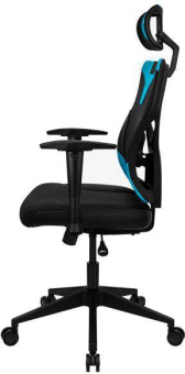 Кресло игровое Aerocool Guardian черный/голубой сиденье черный эко.кожа/сетка крестов. нейлон от магазина РЭССИ