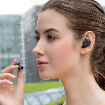Гарнитура вкладыши Haylou T16 черный беспроводные bluetooth в ушной раковине от магазина РЭССИ