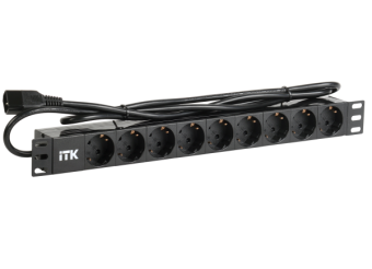 ITK PDU 9 розеток DIN49440 (нем. станд.) 1U, шнур 2м вилка IEC 320 C14, профиль из ПВХ, черный от магазина РЭССИ