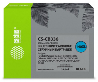 Картридж струйный Cactus CS-CB336 №140XL черный (29мл) для HP DJ D4263/D4363/DJ J5783/J6413/PSC C4273/C4283/C4343/C4383/C4473/C4483/C4583/C5283/D5363 от магазина РЭССИ